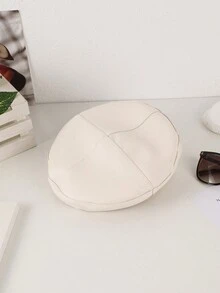 1 pieza de sombrero tipo boina de PU monocromático para mujeres con hebilla ajustable y diseño elegante de cuatro esquinas; adecuado para sesión de fotos de viaje