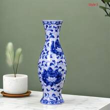 1/3/5pcs Chinese Style Blue And White Porcelain Vase, Handmade Craft, Ideal For Living Room, Bedroom, Dining Room, Study Decoration, Coffee Shop Display, Perfect Gift For Festivals Such As Spring Festival, Valentine's Day, Mother's Day Home Decor Room Decor Flower Vase Glass Vase