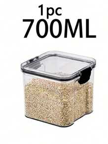 10 piezas / 1 pieza Contenedor de almacenamiento de plástico sellable, caja de almacenamiento de alimentos transparente, fiambrera, tarro de especias, frasco de almacenamiento de refrigerador, frasco para caramelos y frutas secas, para almacenar granos, arroz, fideos y otros suministros de cocina