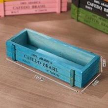1 pieza Maceta de madera retro para plantas suculentas en balcón, caja rectangular de madera sólida para bonsai suculentos - maceta de madera - Ver 11
