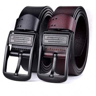 Various Buckle Styles (Needle Buckle/Gunmetal Buckle) Cut From Whole Piece Of Genuine Cowhide Leather Belt For Men, Belt Length: 130cm, Belt Width: 3.7cm Summer, School Casual, Business, Boyfriend Husband Father Dad Men Gift, Daily Wear, Fashion, Teen, Outdoor, Vacation, Athletic, Travel, Street, Boho, Vintage Fall, Autumn, Halloween Autumn-Winter Accessories,Suitable For Teens, Youth,Men,Casual, Outdoor, Athletic, Vacation, Graduation Gifts, Birthday, Daily Wear