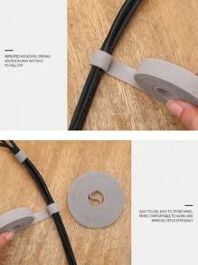 1 Roll - 500cm Black Multi-Purpose Zip Ties - Durable Cable Organizer, Suitable For Home, Office And Electronics | Easy-To-Use Cable Management For Computers, TVs, Etc. | Reusable Cable Organizer Ties | Plastic Material