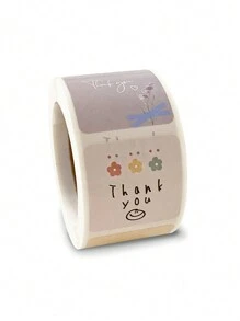 500 piezas/rollo Pegatinas con dibujos de agradecimiento - Multicolor - Ver 4