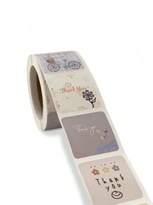 500 piezas/rollo Pegatinas con dibujos de agradecimiento - Multicolor - Ver 3