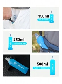 WRELS 1 件柔软可折叠轻质硅胶水袋清新浅蓝色适合运动、健身、骑行、跑步 - 淺藍色 - 查看 7