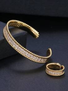 1 Set Personalized Bracelet And Ring Set Decorated With Cubic Zirconia