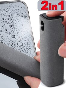 1 pieza Set de botella rociadora limpiadora de pantalla de microfibra 2 en 1 - Mantén limpio tu teléfono móvil, tableta y gafas