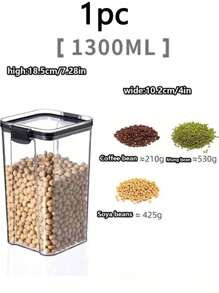 10 piezas / 1 pieza Contenedor de almacenamiento de plástico sellable, caja de almacenamiento de alimentos transparente, fiambrera, tarro de especias, frasco de almacenamiento de refrigerador, frasco para caramelos y frutas secas, para almacenar granos, arroz, fideos y otros suministros de cocina