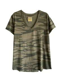 Victory Women's Pocket V-Neck T-Shirts - Olive camo - View 1