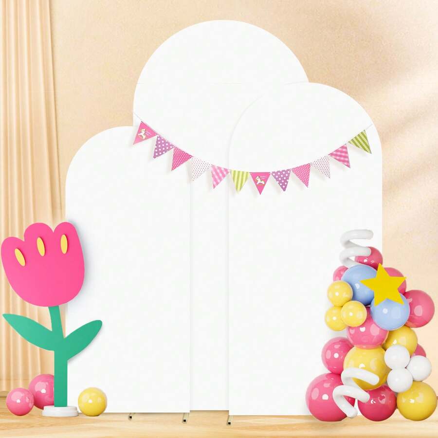 1pc Spandex Arch Cover Background Cloth, White Kiyara Domed Arch Cover Panel, Wedding Arch Backdrop Cover, Flower Arch Frame Cover, Vintage Elastic Support Cover, Suitable For Photography, Wedding Reception, Birthday Party, Festival Celebration (Available In Multiple Sizes)