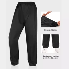 Traje impermeable negro con gorra desmontable de 1,80 m, con tiras reflectantes, hecho de PVC resistente - Negro - Ver 6