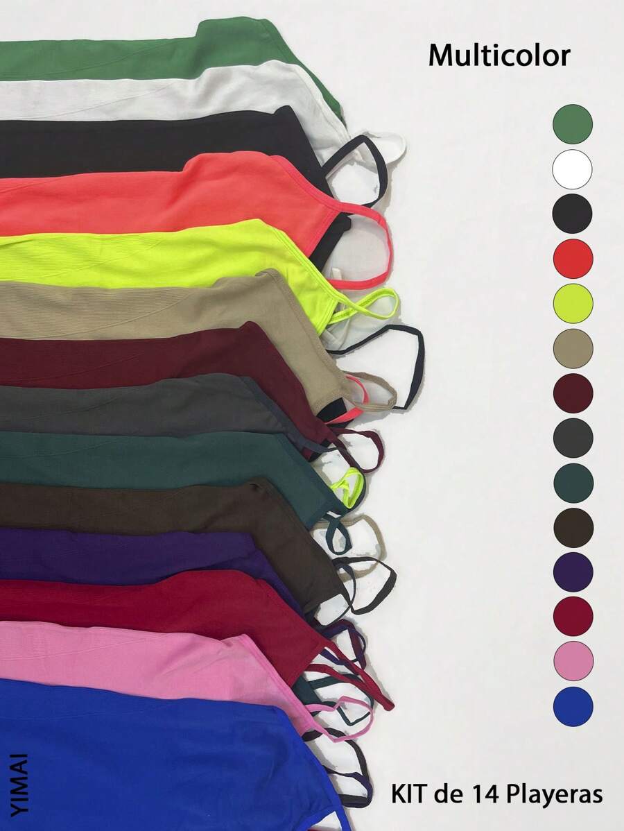 Kit de 14 pzas de blusas de tirantes para dama, unitalla, multicolor - Multicolor - Ver 1