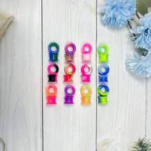 8pairs Random Assorted Colors Round Rim Silicone Ear Gauges Piercing Jewelry For Unisex, Suitable For Daily Wear And Festival Parties. - Round Edge Style - View 5