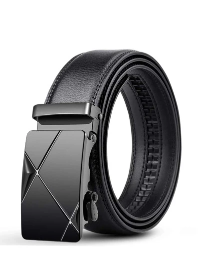 1pc Men Fashionable And Versatile Black Belt, Casual Business Automatic Buckle Belt With Litchi Grain Pattern, Suitable For Everyday Life, Ideal Gift For Boyfriend Or Elder Fall, Autumn, Halloween Autumn-Winter Accessories,Suitable For Teens, Youth,Men,Casual, Outdoor, Athletic, Vacation, Graduation Gifts, Birthday, Daily Wear