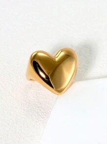 1pc Stainless Steel Jewelry Heart Lips Knot Decor Ring For Women's Daily Wear Valentines,Mom,Mother,Mother's Day,Gift - Gold - View 16