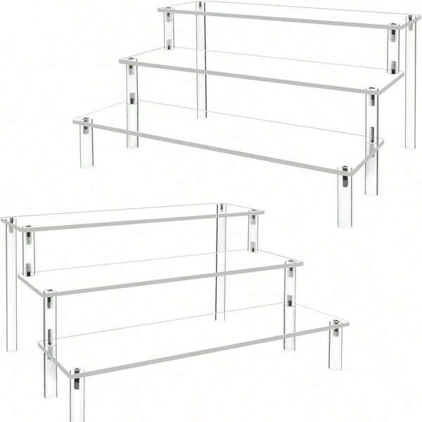 1pc Acrylic Anime Figures & Blind Box Toys Display Risers,Clear Shelf 3 Tier Cupcake Display Stand Steps for Food Desserts Stand Perfume Organizer, Small Mini Display Stand for Organizer and Decoration