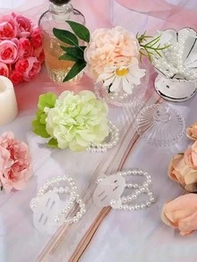10入組伴娘珍珠手環，婚禮伴娘珍珠手花，手鏈珍珠鏈，珍珠花托 - 珍珠手腕花 - 查看 7