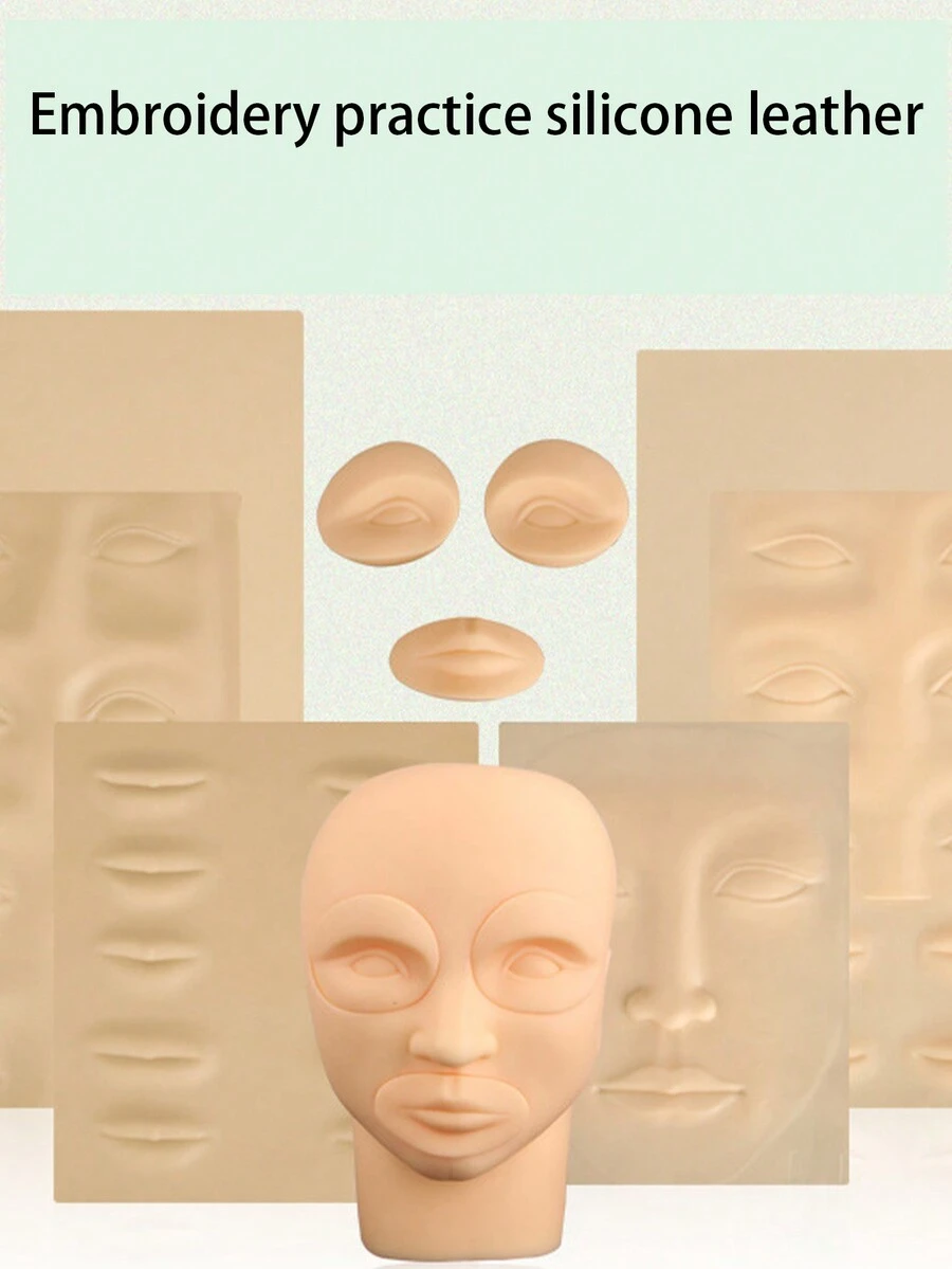 1 件硅胶纹身皮、面部眉妆模具、3D 永久化妆练习皮、初学者硅胶纹身练习皮