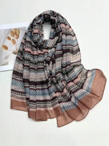 時尚新款流蘇圍巾，輕便透氣，適合女性休閒戶外旅行使用，女士絲巾海灘浴巾 - 彩色 - 查看 16