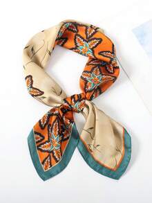 1pc Ladies Floral Printed Bandana Square Scarf Silk Neck Head Wrap Bag Decorative Scarf Suitable For Daily Use - Multicolor - View 7