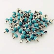 100pcs Colorful Acrylic Turquoise & Brass Rivets, Leather DIY Accessories 8mm Diameter