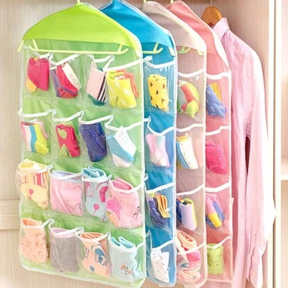 1入掛式童裝收納袋，多格式聚酯纖維襪子收納袋，適用於家居使用