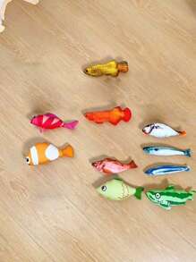 1pc Cat Toy Fish-Shaped Plush Toy With Mint For Playing And Teeth-Cleaning, Suitable For Cats - Multicolor - View 8