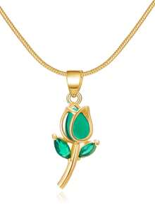 Un elegante collar de tulipán de alta gama y delicado cadena de clavícula con flores - multicolor - Ver 12