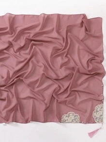 1Pc 90*90Cm Cung Điện Nữ Phong Cách Cổ Điển Voan Hijab Thêu Với Khăn Trùm Đầu Ngọc Trai Khăn Quàng Cổ Hồi Giáo Chống Nắng Mạng Che Mặt Hồi Giáo tua rua Kim Cương Khăn Choàng Duyên Dáng Băng Đô Thanh Lịch - Nhiều màu - Xem 17