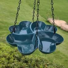 4合1樹掛鳥飼料器 彩虹色鳥浴器 新款鳥浴器 戶外陽臺花園飼料器 水飲料器 鳥浴器 裝飾雙用807 四心四鏈懸掛鳥飼料器 - 藍色 - 查看 8