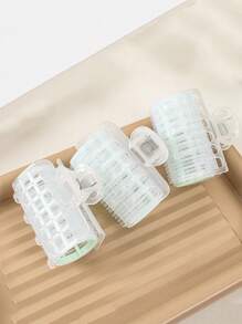 3Pcs Solid Color Hair Roll Curler Hair Curler Women Rollers Hairdressing Tool Does Not Harm Hair Slouchy Hair Curler No Heat Plastic Self-Adhesive Hair Curling Hairdressing Hair Styling Tool Creative Multifunctional Hook And Loop Hairstyle Fixing Rollers Styling Tools Use Before Going Out For Girls - Green - View 10