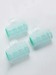 3Pcs Solid Color Hair Roll Curler Hair Curler Women Rollers Hairdressing Tool Does Not Harm Hair Slouchy Hair Curler No Heat Plastic Self-Adhesive Hair Curling Hairdressing Hair Styling Tool Creative Multifunctional Hook And Loop Hairstyle Fixing Rollers Styling Tools Use Before Going Out For Girls - Green - View 5