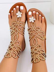 2024 New Cross-Border Style Popular Diamond Beach Slipper Sexy And Comfortable Flip Flops For Summer - Khaki - View 2