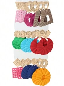 Betykuku 9pairs Colorful Geometric Shape Pendant Earrings - Multicolor - View 1