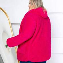Plus Size Overcoats - Hot Pink - View 2