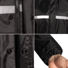 Traje impermeable negro con gorra desmontable de 1,80 m, con tiras reflectantes, hecho de PVC resistente - Negro - Ver 5