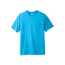 KingSize Men's Big & Tall Shrink-Less Lightweight Pocket Crewneck T-Shirt - 電綠松石 - 查看 1
