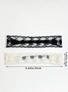 2pcs Women Solid Color Lace Decoration Headband Set For Daily Commute Outfit, Shopping, Travel, Photography, Gifts For Friends Tiaras Valentine's Day Valentines Hair Band Turban Headband Sweatband, Hairband Fall Winter Hair Accessories For Women For Vacation Outfits Woman Elegant Scarf Women Bandanas Soft Headwrap