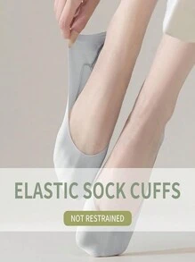 1 双女士纯色柔软隐形低帮防滑舒适袜子鞋垫，适合春夏季，采用冰丝材质 - 灰色 - 查看 3