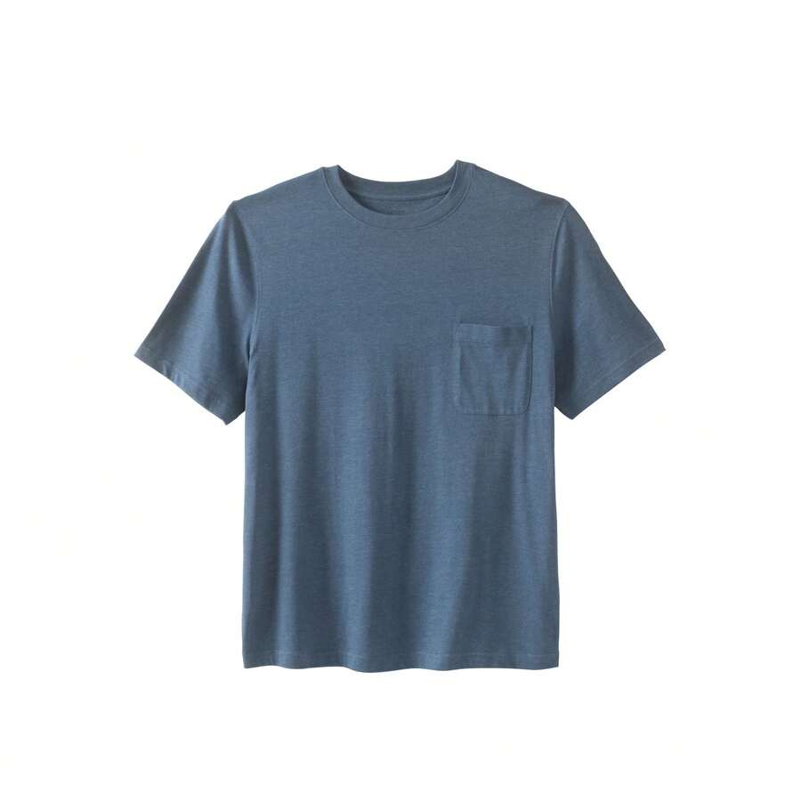 KingSize Men's Big & Tall Shrink-Less Lightweight Pocket Crewneck T-Shirt - 石楠藍 - 查看 1