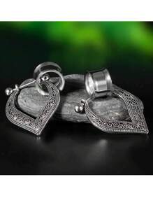 1-4 Cặp nút tai dạng ống bằng thép không gỉ, mặt dây chuyền hình mặt trăng, dụng cụ mở rộng, dụng cụ căng giãn, đồ trang sức xỏ khuyên tai hình mặt trăng 6mm-20mm - Nhiều màu - Xem 2