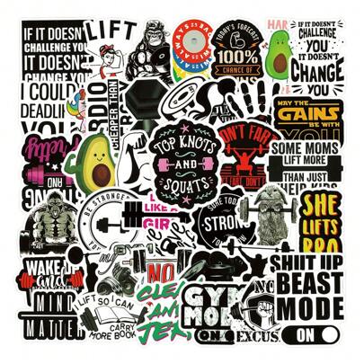 54pcs Weightlifting Fitness Stickers, Artistic Graffiti Vinyl Waterproof Stickers Suitable For Water Bottles, Laptops, Phones, Skateboards, Guitars, Luggage, Scrapbooks, Helmets, Party Decorations & Gifts