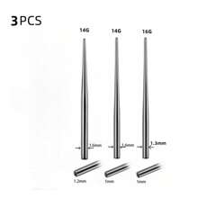 3/4/6件14G/16G/18G/12G内/外螺纹钛鼻钉、耳环、肚脐环、唇环、舌环、眉环、身体穿孔工具 - 彩色 - 查看 9