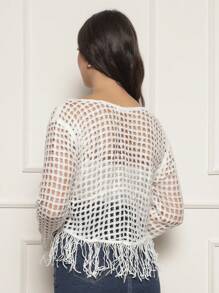 Women Knit Tops - trắng - Xem 3