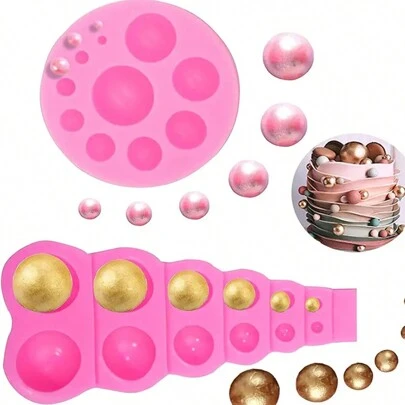 1入組心形珍珠糖著色劑矽膠模具，蛋糕裝飾模具，巧克力黏土模具，DIY烘焙工具