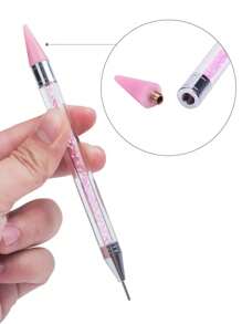 4件套粉色美甲点钻笔镊子珠宝亚克力平底钻长方形盒装饰美甲工具套装美甲艺术套装DIY美甲饰品美甲宝石美甲用品美甲水钻 - 粉色 - 查看 8