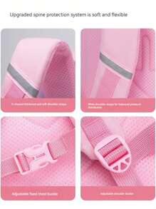 小学生背包，适合6-12岁（1-6年级）学生，可爱设计，男女童皆宜，紫色和粉色可选