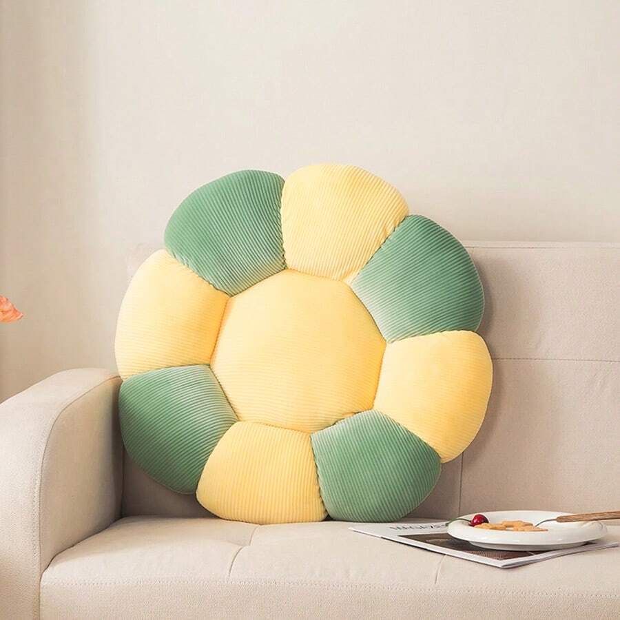 Đệm nhung kẻ chắp vá một mảnh, mềm mại và thoải mái, không gây mệt mỏi khi ngồi lâu, thích hợp cho mọi mùa, có thể giặt bằng máy, có thể giặt bằng nước. - Màu vàng xanh - Xem 1