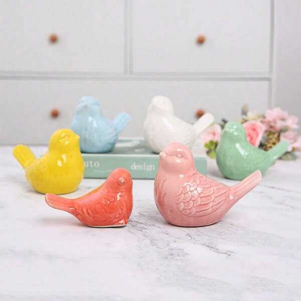 1pc Lovely Bird Figurine Simulated Ornament Modern Simple Living Room, Study, TV Cabinet Home Ceramic Decoration Birthday