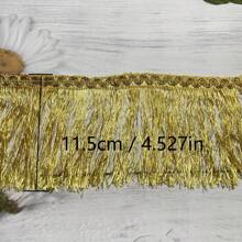 Fleco suave dorado con borlas y filo ondulado de hilo metálico para decoración de cortinas y ropa - Dorado - Ver 2
